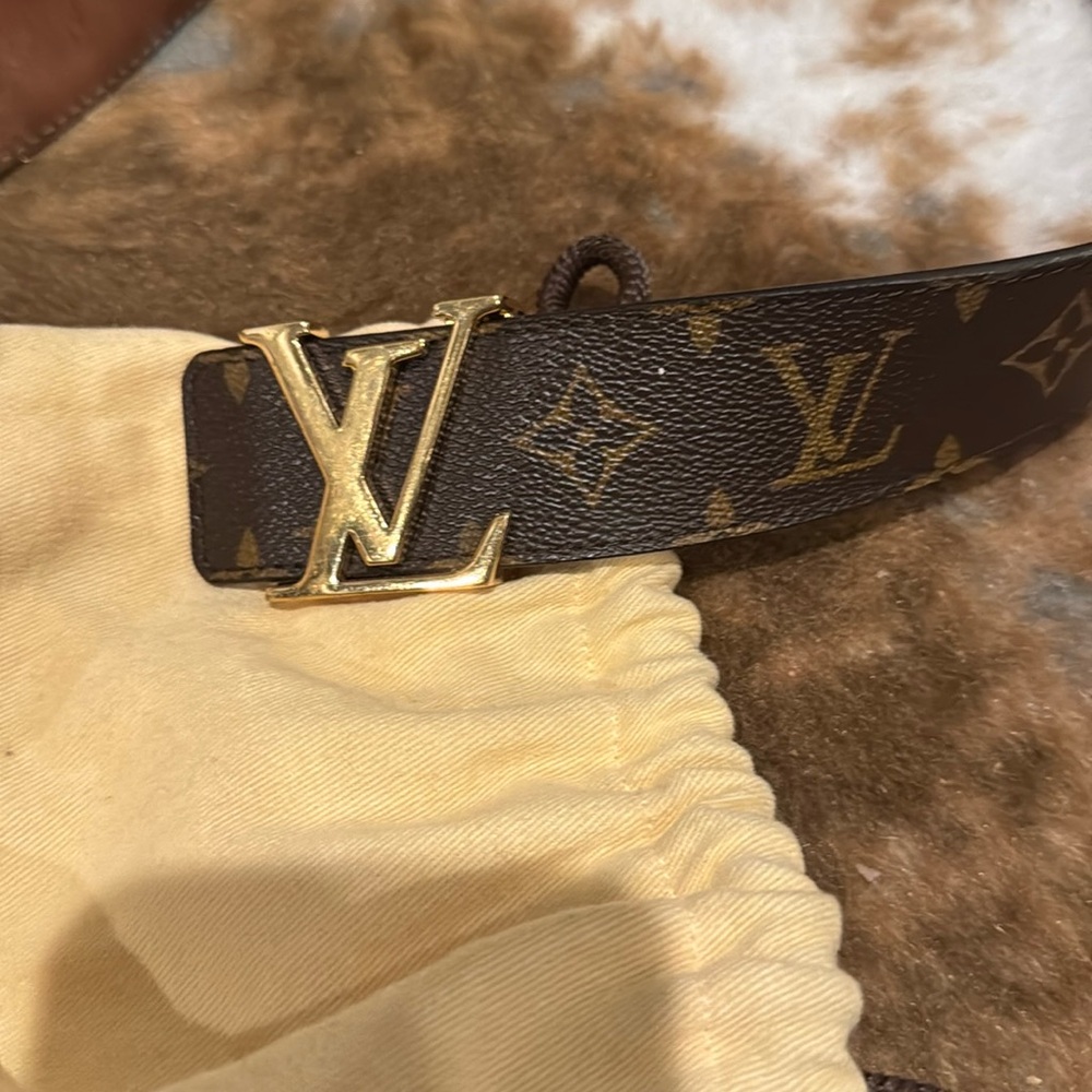 Louis Vuitton Brown Monogram Belt with Gold Logo Buckle - Picture 2 of 6